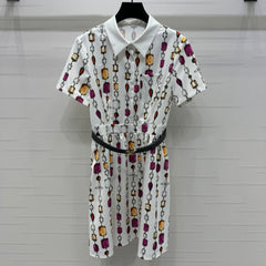 LV SHORT-SLEEVE BELTED DRESS 269527