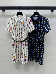 LV SHORT-SLEEVE BELTED DRESS 269527