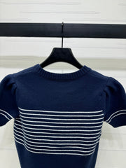 CHANEL SHORT-SLEEVE KNITTED PUFF-SLEEVE TOP 274951