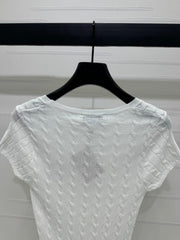 MIUMIU U-NECK KNITTED SHORT-SLEEVE TOP WHITE 274946