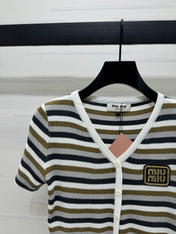 MIUMIU SHORT-SLEEVE KNIT CARDIGAN 274944