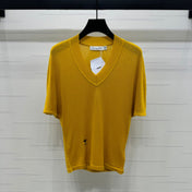 DIOR V-NECK KNITTED SHORT-SLEEVE T-SHIRT YELLOW 274935
