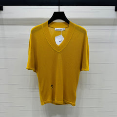 DIOR V-NECK KNITTED SHORT-SLEEVE T-SHIRT YELLOW 274935