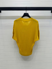 DIOR V-NECK KNITTED SHORT-SLEEVE T-SHIRT YELLOW 274935