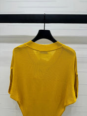 DIOR V-NECK KNITTED SHORT-SLEEVE T-SHIRT YELLOW 274935
