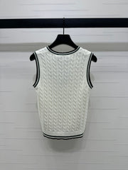 DIOR KNITTED V-NECK SLEEVELESS VEST WHITE 274923