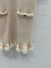 CHANEL SHORT-SLEEVE KNIT DRESS WITH RUFFLED TRIMS 274885