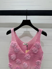 MIUMIU KNIT VEST WITH 3D FLORAL DETAILS 274890