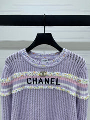 CHANEL 25S LONG SLEEVE OPEN-KNIT SWEATER STYLE 163