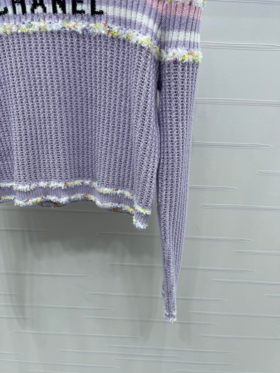 CHANEL 25S LONG SLEEVE OPEN-KNIT SWEATER STYLE 163