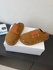 CELINE 26S MULE IN BROWN SUEDE