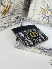 DIOR 25S 30 MONTAIGNE CARD HOLDER 10 IN BLACK OBLIQUE JACQUARD CANVAS