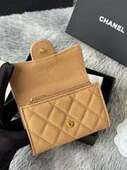 CHANEL 25S CLASSIC FLAP CARD HOLDER 11 IN GOLDEN CARAMEL CAVIAR GOLD HARDWARE
