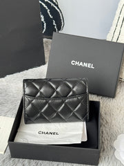 CHANEL 25S CLASSIC CARD HOLDER 11 IN BLACK LAMBSKIN GOLD HARDWARE