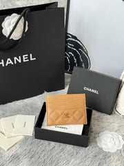 CHANEL 25S CARD HOLDER 11 IN GOLDEN CARAMEL CAVIAR GOLD HARDWARE