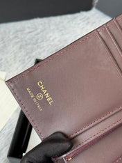 CHANEL 25S MULTI PURPOSE PASSPORT WALLET 15 IN BLACK CALFSKIN GOLD HARDWARE