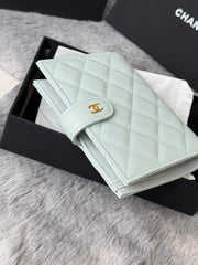 CHANEL 25S MULTI PURPOSE PASSPORT WALLET 15 IN SOFT MINT CALFSKIN GOLD HARDWARE