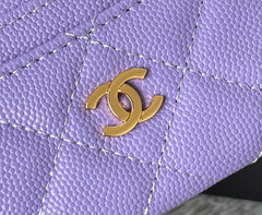 CHANEL 25S CARD HOLDER 11 IN LAVENDER PURPLE CAVIAR GOLD HARDWARE