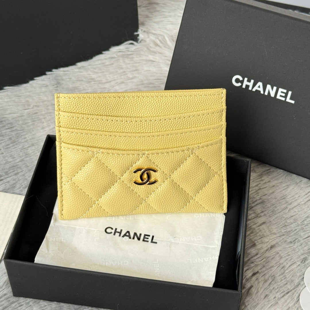 CHANEL 25S CARD HOLDER 11 IN YELLOW CAVIAR GOLD HARDWARE