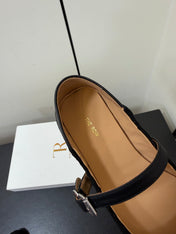 THE ROW 26S MARY JANE BALLET FLATS IN BLACK SUEDE AND CALFSKIN