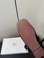 THE ROW 26S MARY JANE BALLET FLATS IN BLACK SUEDE AND CALFSKIN