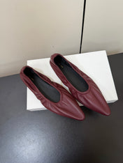 THE ROW 26S POINTED TOE BALLET FLATS IN WINE RED LAMBSKIN
