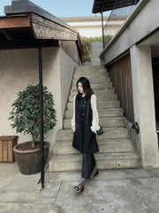 HERMES 25S LEATHER-BUCKLE WAIST VEST DRESS 120