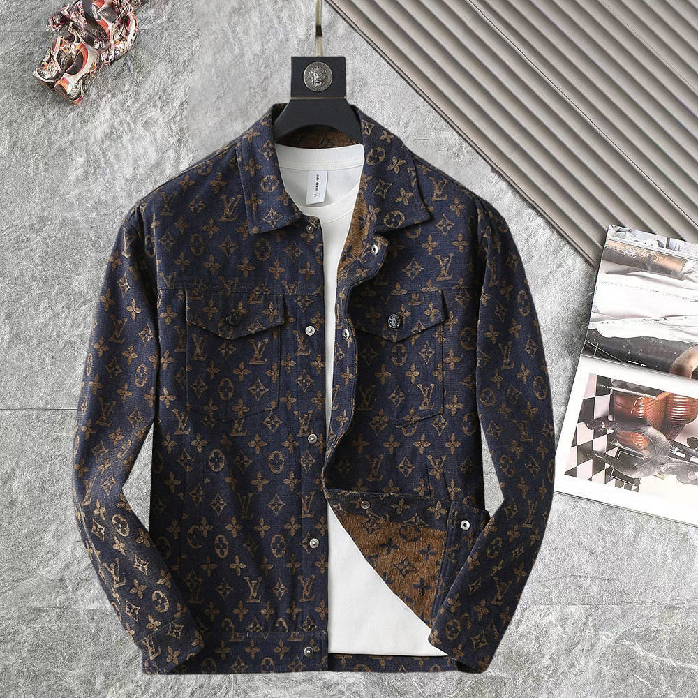 LV SHIRT JACKET IN NAVY BLUE JACQUARD FABRIC 238979