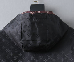 LV BLACK AND WINE RED TRIM MONOGRAM HOODED JACKET 238984