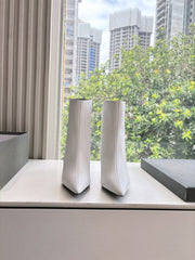 BALENCIAGA 25S ANKLE BOOTS IN WHITE COW LEATHER