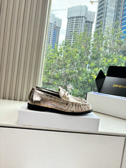 YSL 25S LOAFERS IN GOLD LAMBSKIN