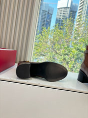 VALENTINO 25S SIGNATURE LOGO BOOTS 60 MM IN BROWN CALFSKIN WITH GOLD HARDWARE