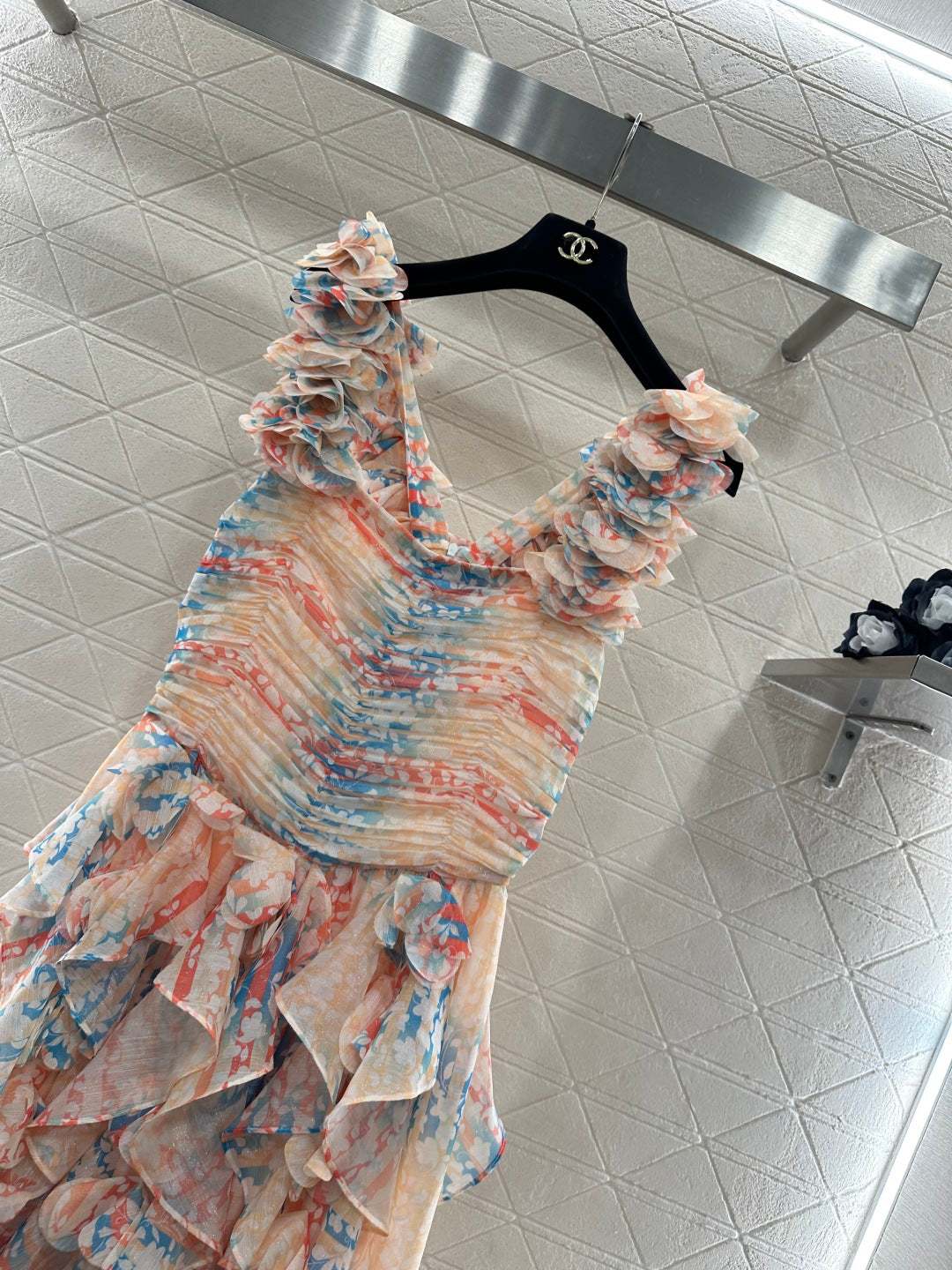 CHANEL 25S CAMELLIA LAYERED DRESS 651