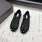 ALAIA 26S EMBELLISHED FLATS IN BLACK SUEDE