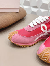 LOEWE 26S FLOW RUNNER SNEAKER IN DUSTY PINK SUEDE AND WHITE CALFSKIN