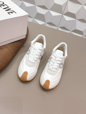 LOEWE 26S FLOW RUNNER SNEAKER IN LIGHT GRAY SUEDE AND WHITE CALFSKIN