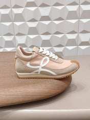 LOEWE 26S FLOW RUNNER SNEAKER IN LIGHT BEIGE SUEDE AND CALFSKIN