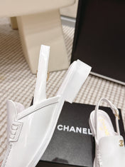 CHANEL 26S SLINGBACK LOAFERS IN WHITE GLOSSY CALFSKIN