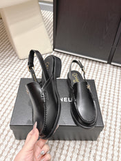 CHANEL 26S SLINGBACK LOAFERS IN BLACK CALFSKIN