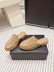 CHANEL 26S LOAFER MULES IN LIGHT BROWN SUEDE