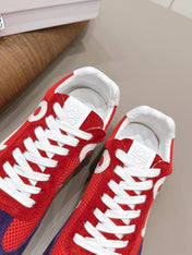 LOEWE 26S BALLET RUNNER 2.0 IN RED AND DARK PURPLE SUEDE AND MESH