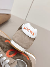 LOEWE 26S BALLET RUNNER 2.0 IN LIGHT BROWN SUEDE AND DARK BROWN MESH