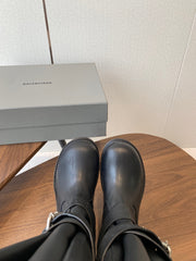 BALEN HIGH BUCKLE BOOTS IN BLACK CALFSKIN