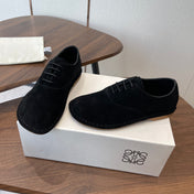 LOEWE 26S FOLIO DERBY SHOES IN BLACK SUEDE