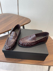 YSL 26S LOAFER IN DARK RED BROWN CALFSKIN
