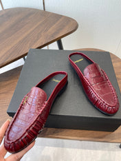 YSL 26S LOAFER MULES IN DARK RED CALFSKIN