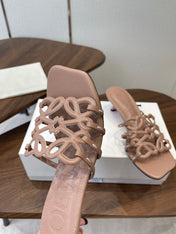 LOEWE 26S HIGH HEEL SANDALS IN TAUPE BROWN CALFSKIN
