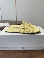 LOEWE 26S FLAT SANDALS IN BUTTER YELLOW CALFSKIN