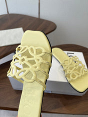 LOEWE 26S FLAT SANDALS IN BUTTER YELLOW CALFSKIN