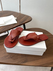 THE ROW 26S T STRAP THONG SANDALS IN RUST RED CALFSKIN